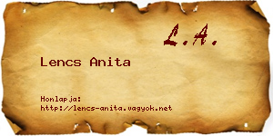 Lencs Anita névjegykártya