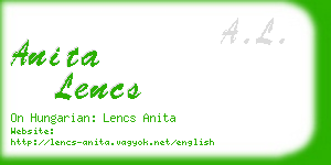 anita lencs business card